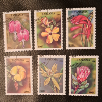 Tanzania flowers stamps stamped b/1/4