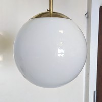 Bauhaus - Art Deco Copper Ceiling Lamp Refurbished - Milk Glass Sphere Shade