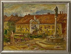 Contemporary Russian painter: main square in Vác