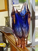 Czech Bohemian thick blue-purple glass vase 33 cm !!! (J.Hospodka?)