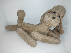 Poodle dog with moving limbs stuffed with antique straw