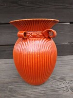 Retró kerámia váza. 21 cm magas narancssárga