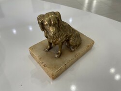 Antik levéltartó bronz réz kutya asztaldísz névjegytartó szobor figura asztaldísz