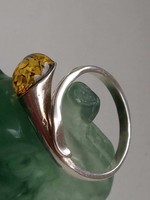 Amber 925 sterling silver ring size 57
