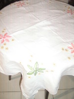 Beautiful hand-embroidered snow-white tablecloth