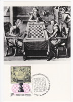 Chess game - cm postcard from 1974