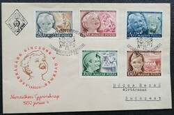 Ff1157-61 / 1950 child i. Line of stamps on fdc