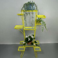 Retro yellow iron flower pot - plant stand