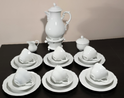 *Hutschenreuther német porcelán, 6 személyes készlet,reggeliző készlet,festetlen elemekkel, XX.szd