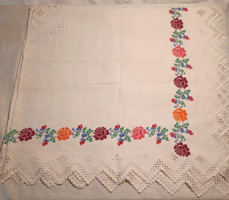 Old linen cross-stitch tablecloth