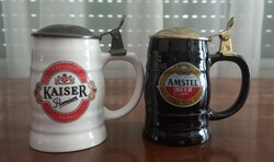 2 Mini mugs with lids Amstel-Kaiser black and white