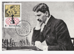 Chess master Géza Maróczy in Monte Carlo - cm postcard from 1974