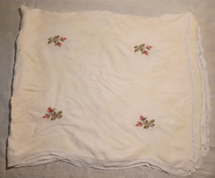 Old embroidered rose tablecloth