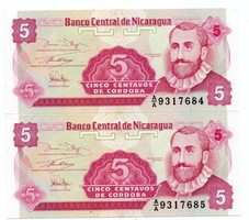5  Centavo 2 db Sorszámkövető  Nicaragua