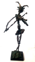 Ernő Tóth - fiddling devil 43 cm bronze sculpture