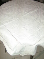 Beautiful hand-embroidered azure white tablecloth
