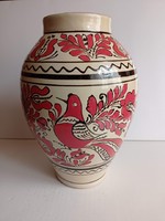 Huge folk glazed bird ceramic vase