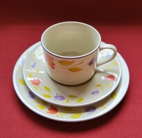 Mandarin kínai porcelán reggeliző kávés teás szett csésze csészealj kistányér tulipán virág minta