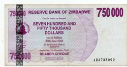 750,000 Dollars 2007 Zimbabwe