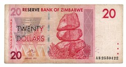 20    Dollár     2007      Zimbabwe