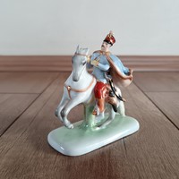 Antik Herendi huszár lovon porcelán figura