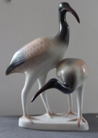 Pair of ibis porcelain birds from Hölóháza