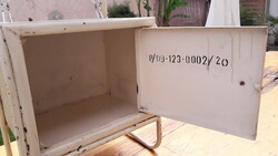 5/2. Old iron tubular frame hospital bedside cabinet - numbered loft furniture