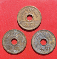 3 Pieces of Japanese 5 Yen (1784)