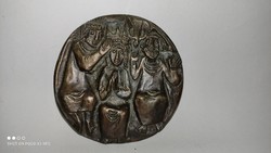 Mid Century Egino Weinert németország jelzett eredeti bronz fali dísz plakett ritkaság