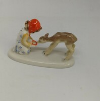 Little deer feeding metzler ortloff ilmenau porcelain 