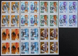 S3521-7n / 1982 25 éves az űrkutatás. bélyegsor postatiszta négyestömb
