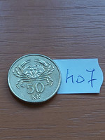Iceland 50 kroner 2005 nickel-brass, shore crab 407