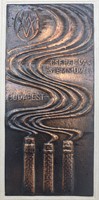 Manfred Weiss, Csepel iron and metal works embossed copper plaque greeting card - rarity