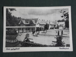 Postcard, hot water, spa entrance detail, 1950