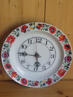 Hollóházi marked porcelain wall clock with Kalocsa pattern - works -