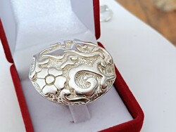 Huge hollow women's silver ring