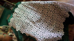 About 110 x 110 cm, hand-crocheted, very good condition, solid, off-white tablecloth.