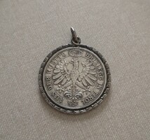 Silver coin pendant, 1967