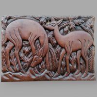 Wooden deer relief, picture, relief