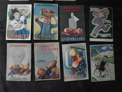 8 Let's eat fruit advertising sheets from before 1945, including a bicycle