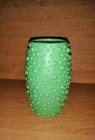 Retro buborékos zöld műanyag váza 1970-es évek - 12,5 cm (18/d)