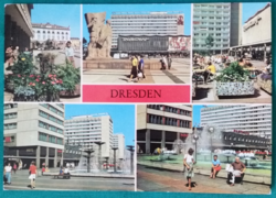 Germany, Dresden skyline, old postal clean mosaic postcard