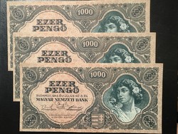 1000 Pengő 1945. 3 serial number followers!! Ouch!!