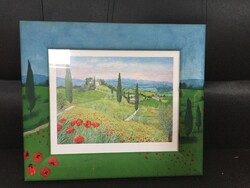 Tuscan landscape, 3d image, in a glazed frame