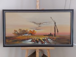 R. Tóth's large-scale painting of Rosáliatanya with a 107 x 57 cm frame