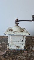 Metal coffee grinder, white-blue