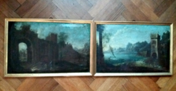 2 baroque pictures from an inheritance, oil on canvas, without signature, with writing on the back, around 1700