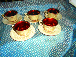 5 coffee cups with a special stone pattern, golden inside + base - the price applies to the 5 pieces 1100/piece