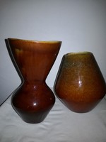 2db barna mázas gránit kerámia váza