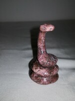 Carved rhodonite mineral snake